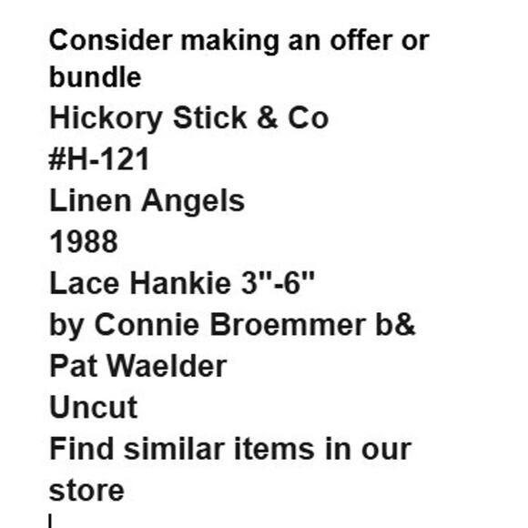 Hickory Stick and Co H121 Linen Angels Pattern 3"-6" Uncut Vintage Lace Hankie - Picture 3 of 5